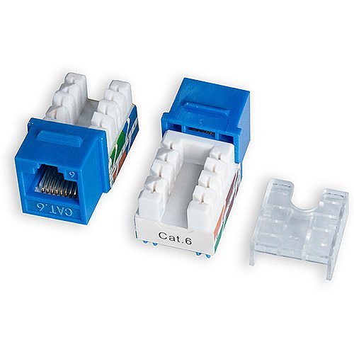 ADI PRO 0E-C6KEYBL10 CAT6 RJ45 Keystone Vertical 8P8C, 10-Pack, Blue