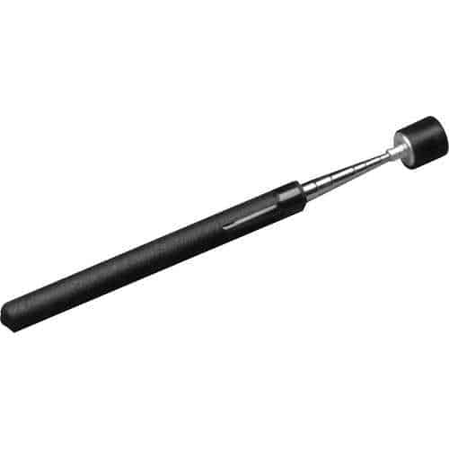 Black telescopic inspection rod on a white background