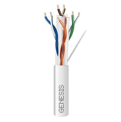 Genesis 51021101 CAT6 Plus Plenum Cable, 23/4 Solid BC, UTP, Unshielded, CMP, LP, FT6, 1000' (304.8m), REELEX Pull Box, White