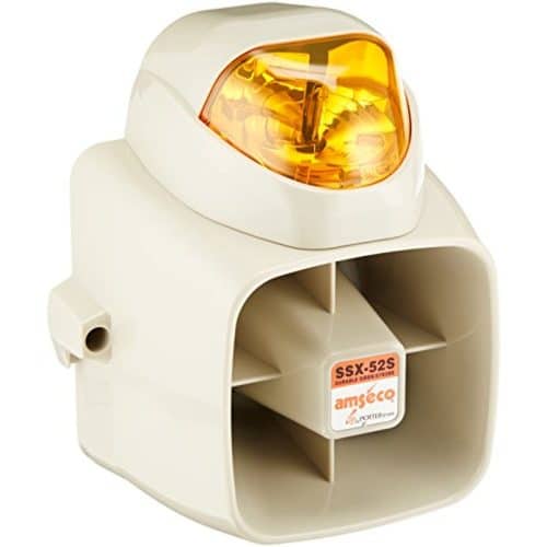 Beige and orange light fixture with 'Amseco' branding on a white background