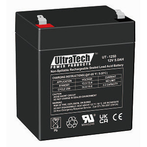 UltraTech IM-1250F2 12V 5AH Sealed Lead Acid Battery, F2 Terminal
