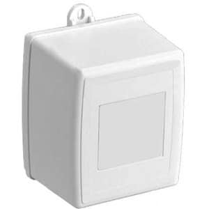 White rectangular wall-mounted device on a white background