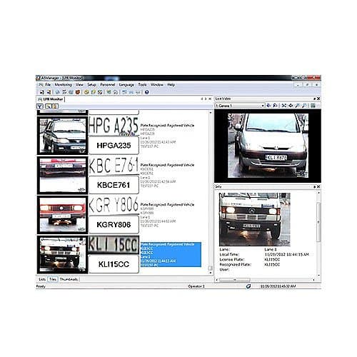 Software interface for license plate recognition with vehicle images and text.