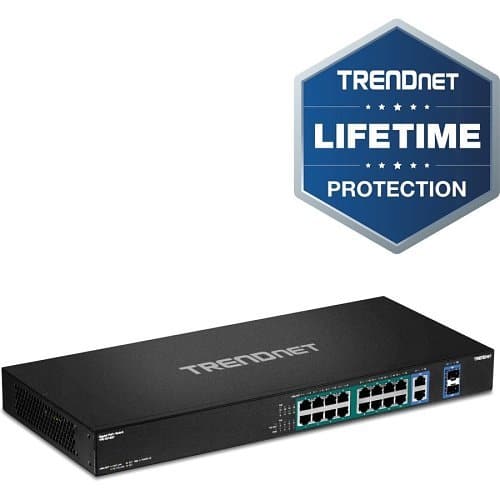 Trendnet network switch with Lifetime Protection badge on a white background