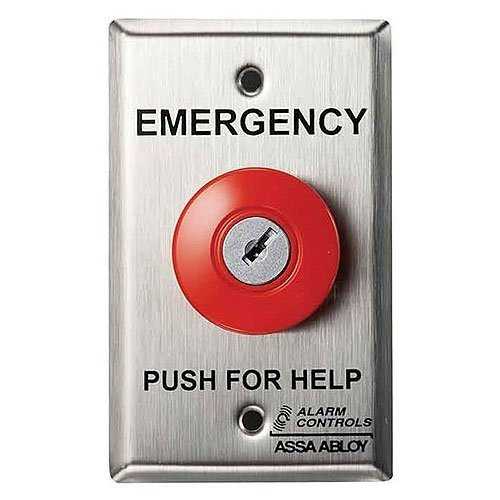 Alarm Controls KR-1 KR Series Latching Panic Station with Key Reset, N/O Pair and N/C Pair, Stainless Steel