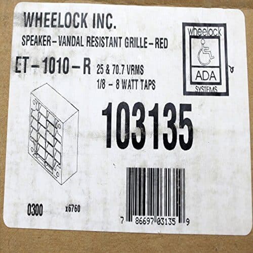 Eaton ET-1010-R ET-1010 Vandal Resistant Speaker, Surface Mount, Wall/Ceiling, 25/70V, Indoor or Outdoor, Red