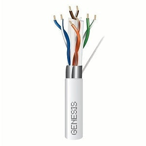 Genesis 51931101 CAT6a Riser Cable, 23/4 Solid BC, Unshielded, CMR, FT4, Sunlight Resistant, 1000' (304.8m) Pull Box, White