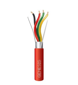 Genesis 46031004 18/4 Solid Shielded Plenum Fire Alarm Cable, FPLP, CL3P, FT6, 1000' (304.8m), Reel, Red