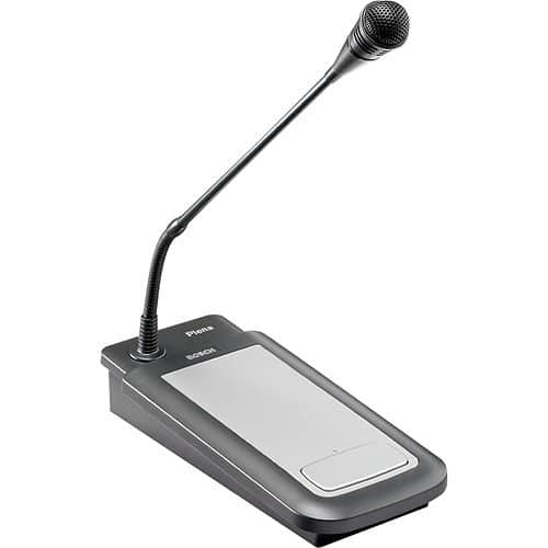 Microphone with a base on a white background