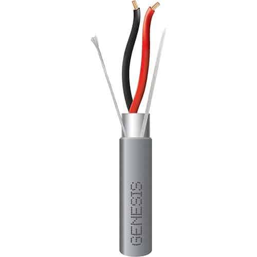 Genesis 22141101 18/2 Stranded Shielded Riser Cable, CL3R, FPLR, CMR, FT4, Sunlight Resistant, 1000' (304.8 m), REELEX Pull Box, White