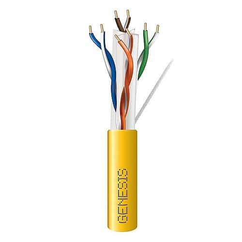 Genesis 50922102 CAT6 Plus Riser Cable, 23/4 Solid BC, Unshielded, UTP, CMR, FT4, Sunlight Resistant, 1000' (304.8 m), Reel-in-Box, Yellow