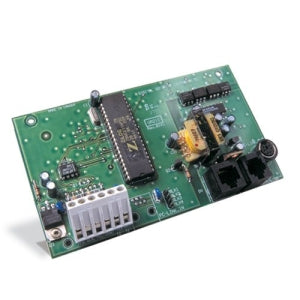 Electronic circuit board with various components on a white background