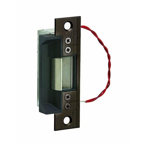 Electromagnetic lock with a red wire on a white background