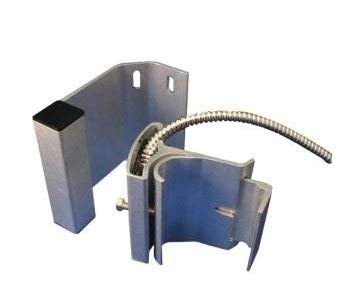 Metal bracket with a spring on a white background