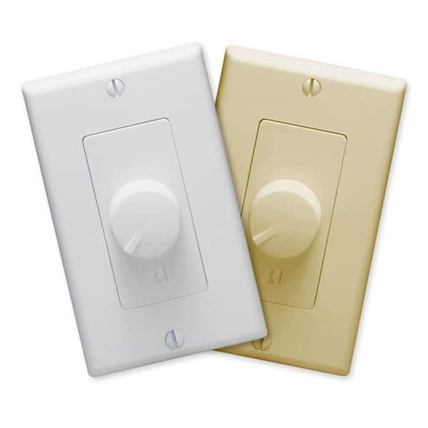Two light switches, one white and one beige, on a white background