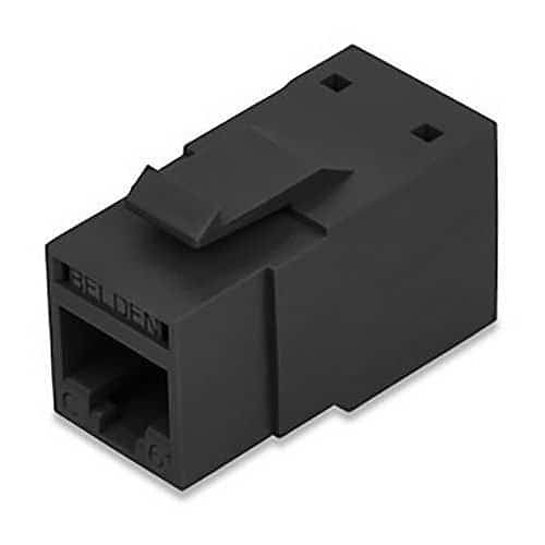 Black Ethernet connector on a white background