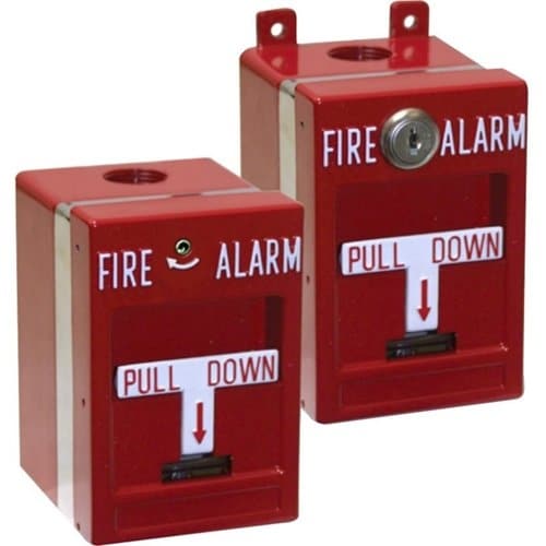 Edwards Signaling MPSR1-D45W-GE Single Action Weatherproof Manual Pull Station, DPDT, Key Reset, Terminal Connections, Red