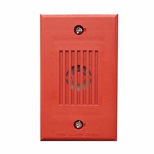 Eaton MIZ-24S-R MIZ Mini Horn, Wall, 24V, Temporal/Continuous, Indoor, Red