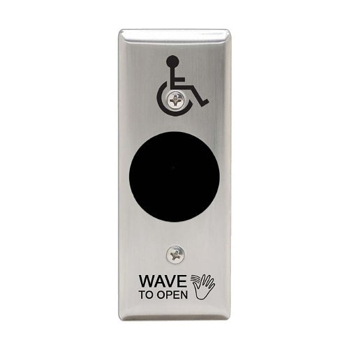 Camden CM-325/42SN SureWave Wired 'Short Range' Touchless Switch, 1 Relay, No Inputs, Hand Icon, Wave to Open Text and Wheelchair Symbol