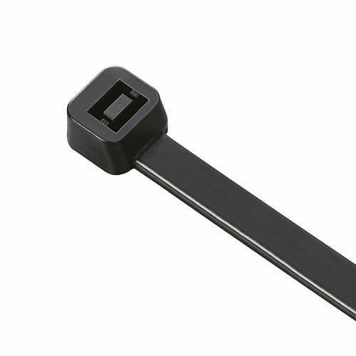 Black cable tie on a white background