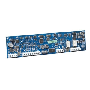 Electronic circuit board with various components on a white background