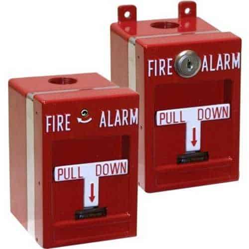 Edwards Signaling MPSR2-SHTW-GE Double Action Weatherproof Manual Pull Station, SPST, Hex tool Reset, Terminal Connections, Red