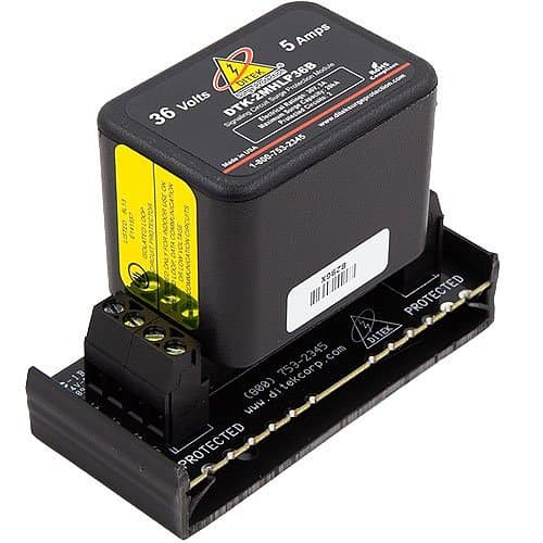 DITEK DTK-2MHLP36BWB Data and Signaling Circuit Modular Surge Protector with Snap-Track Base for 2 36V Circuits