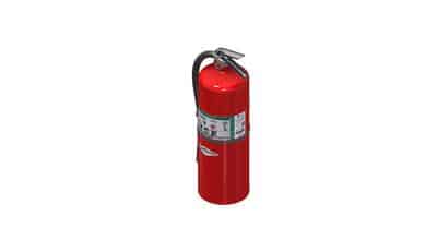 Red fire extinguisher on a white background