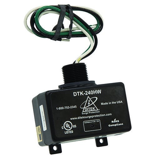 Ditek surge protector with wiring on a white background