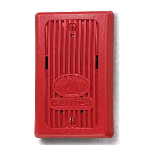 Gentex GX93-PR 12/24VDC Mini-Horn, Continuous or Temporal Sounder, PLAIN (no lettering), Red Faceplate