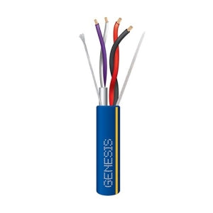 Genesis 1244506Y 22/1 Pair Shielded 18/2 General Purpose Lutron Cable, CL2, CM, Sunlight Resistant, 500' (152.4m), Reel, Blue with Yellow Stripe
