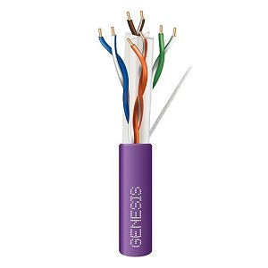 Genesis 51022110 CAT6 Plus Plenum Cable, 23/4 Solid BC, UTP, Unshielded, CMP, LP, FT6, 1000' (304.8m), Reel-in-a-Box, Purple