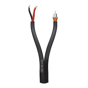 Genesis 50131008 RG59 18/2 Coaxial CATV Cable, 20 AWG with BC Braid, CL2, CM, Sunlight Resistant, 1000' (304.8m), REEL Box, Black (Replaces 50135001)