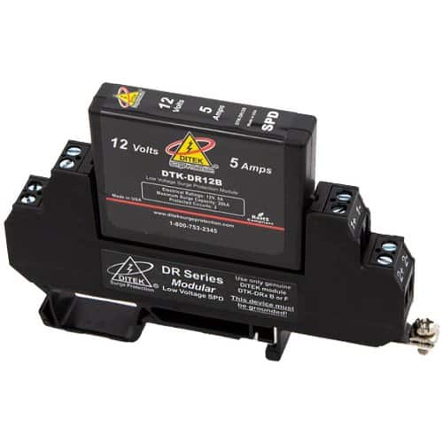 Black electrical component with Ditek branding on a white background