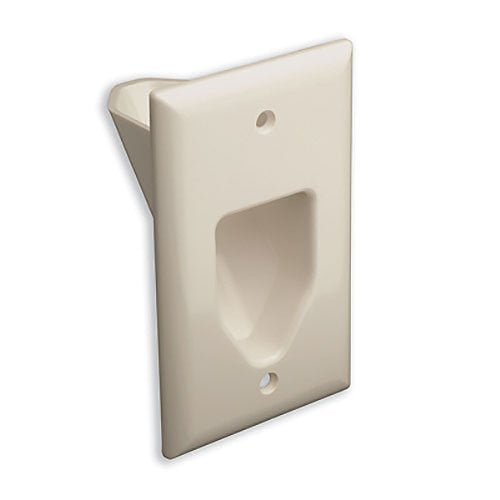 DataComm 45-0001-LA 1-Gang Recessed Low Voltage Cable Plate, Lite Almond