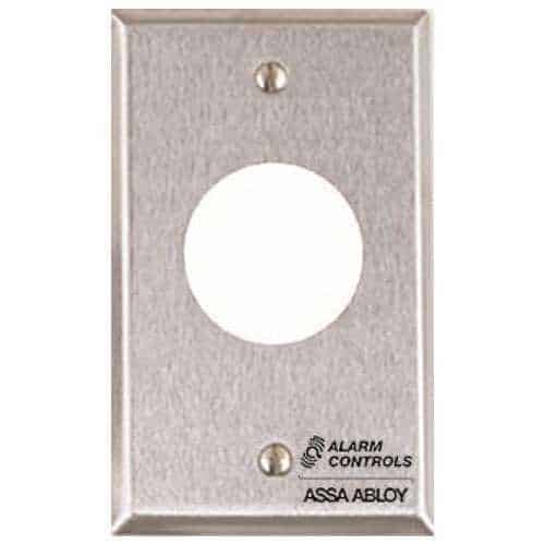 Alarm Controls RP-22 Remote Wall Plate with 1-1/8" Hole for Sonalert Audible Indicator, Single Gang, Stain Stainless Steel