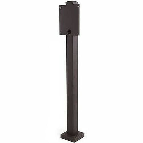 Black metal post with a square base on a white background