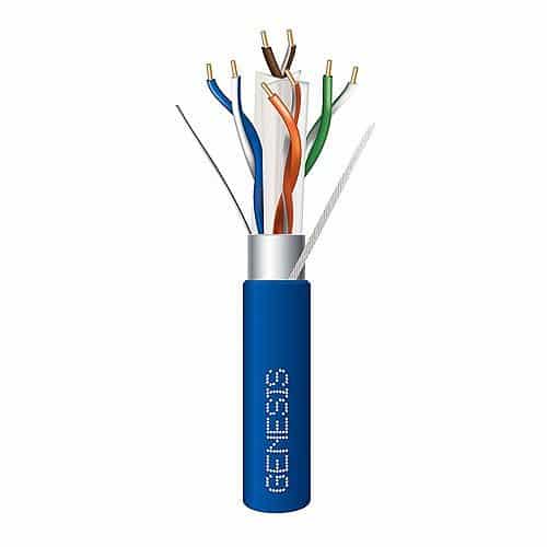 Genesis 53921006 CAT6 Plus Plenum Cable, 23/4 Solid BC, Shielded, CMP, FT6, 1000' (304.8m), Reel, Blue