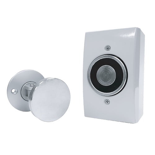 silver magnetic door holder on a white background
