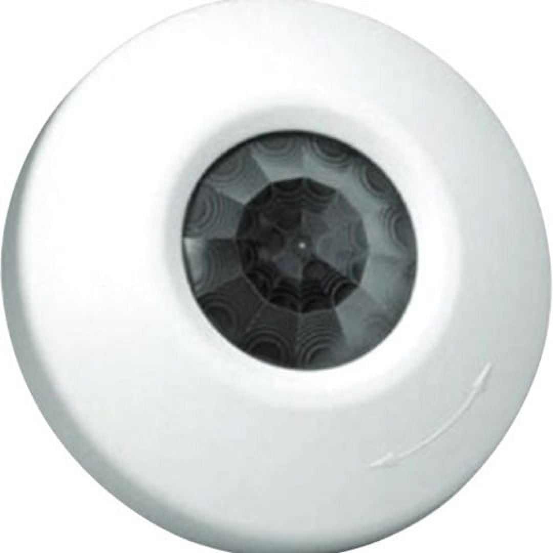 White round object with a central black circular component on a white background