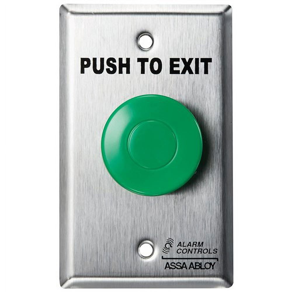 Alarm Controls TS-14 Request to Exit Button with Pneumatic Timer, 1-1/2" Green Push Button, Single Gang, 430 Stainless Steel