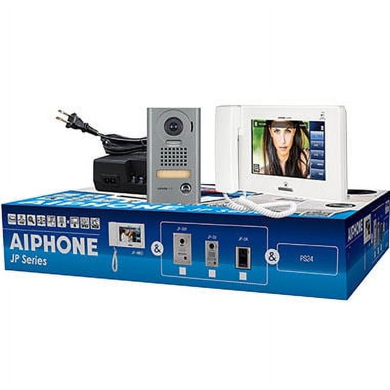 Aiphone video doorbell system with monitor and camera on a white background