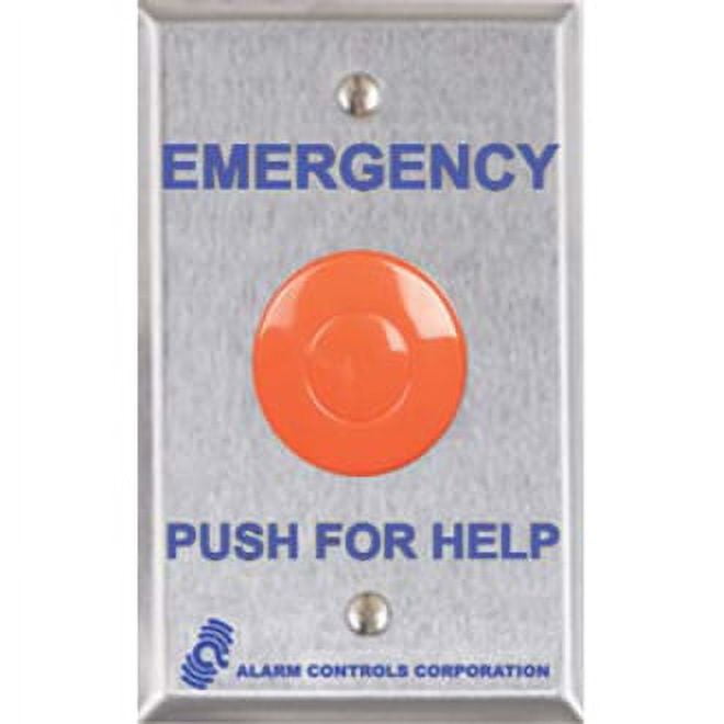Alarm Controls PBL-1 PBL Series Latching Push Button Panic Station with N/O Pair and N/C Pair, Single Gang, Stainless Steel