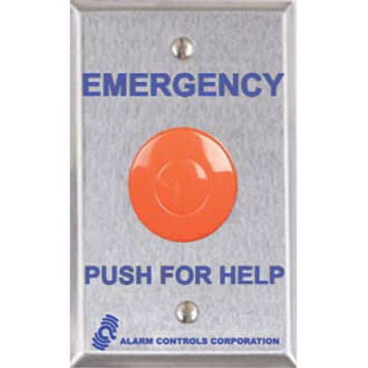Alarm Controls PBL-1 PBL Series Latching Push Button Panic Station with N/O Pair and N/C Pair, Single Gang, Stainless Steel
