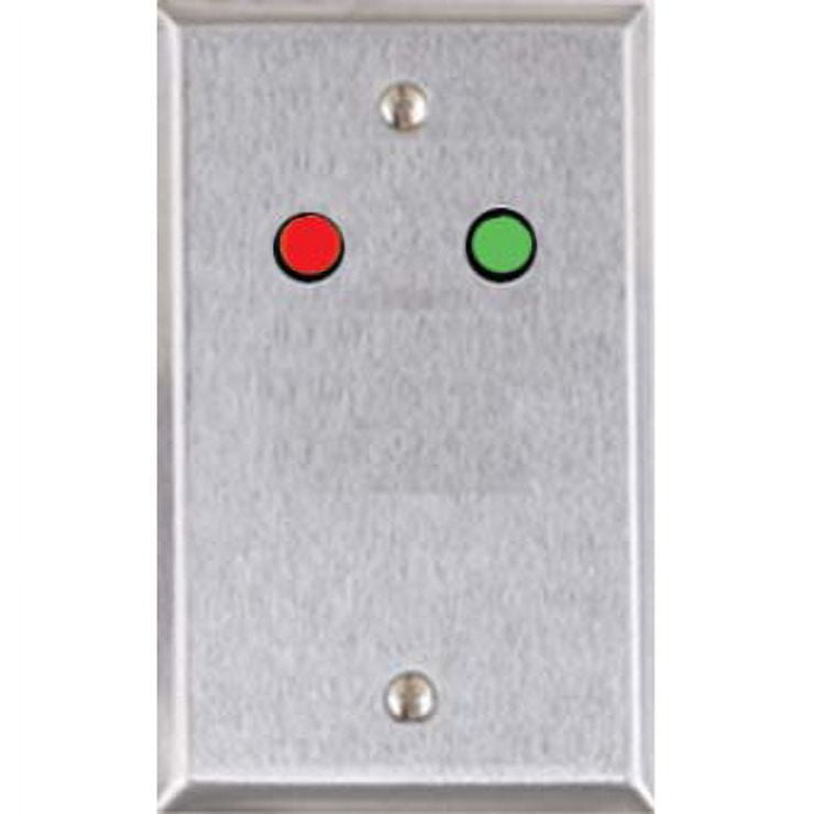 Alarm Controls RP-09 Remote Wall Plate with 1/4" Red and Green LEDs, Mounted Horizontally, Single Gang, Stainless Steel