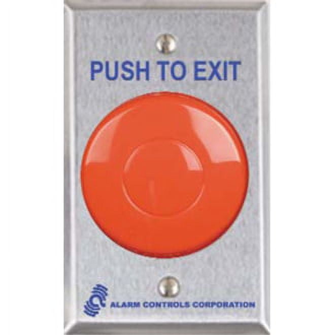 Alarm Controls TS-21R Request-to-Exit Station with 2-1/2" Red Push Button, Single Gang, 402 Stainless Steel