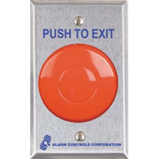 Alarm Controls TS-21R Request-to-Exit Station with 2-1/2" Red Push Button, Single Gang, 402 Stainless Steel