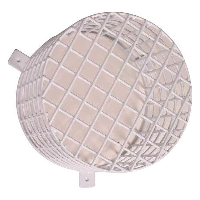 Round metal mesh filter on a white background