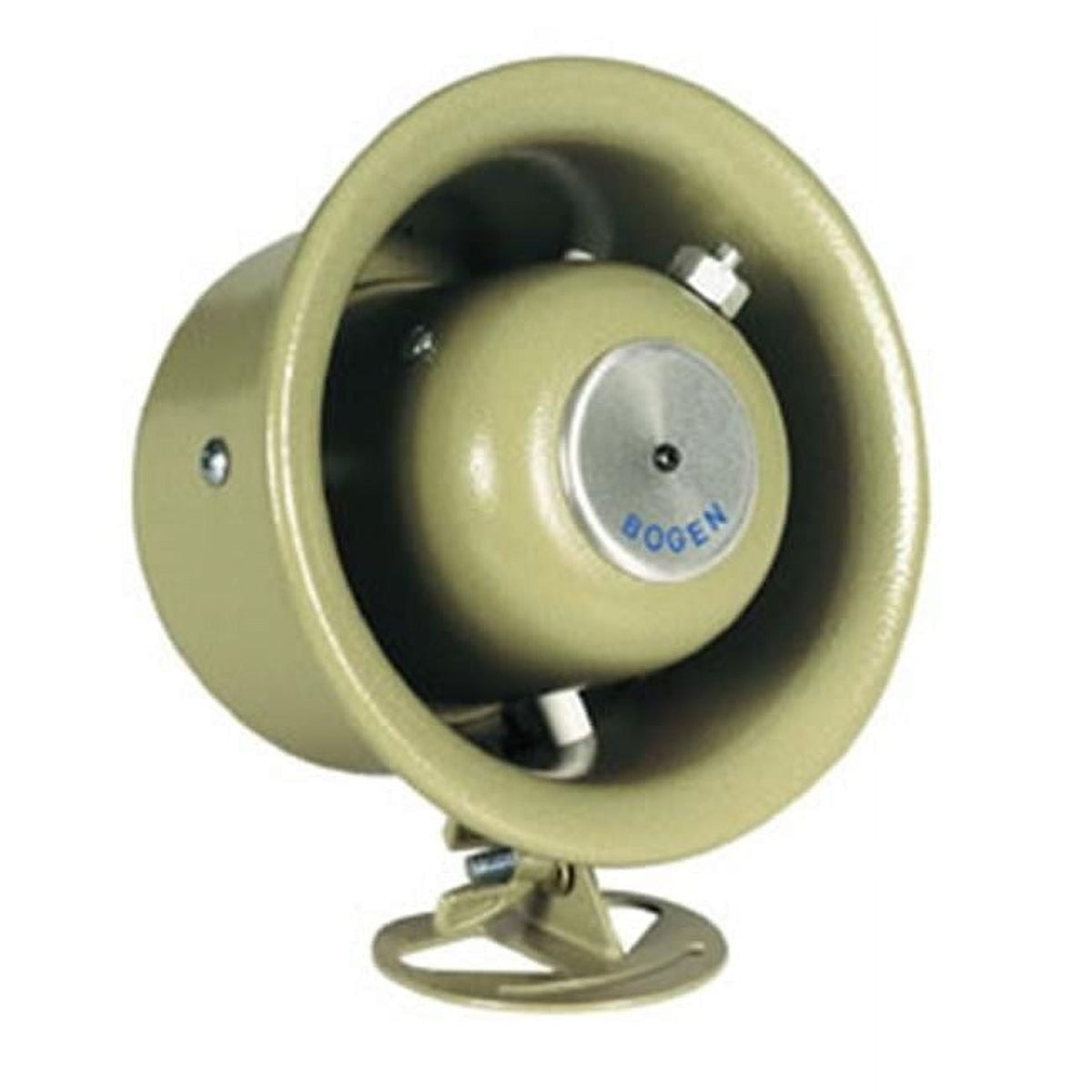 Beige speaker with 'Bogen' branding on a white background