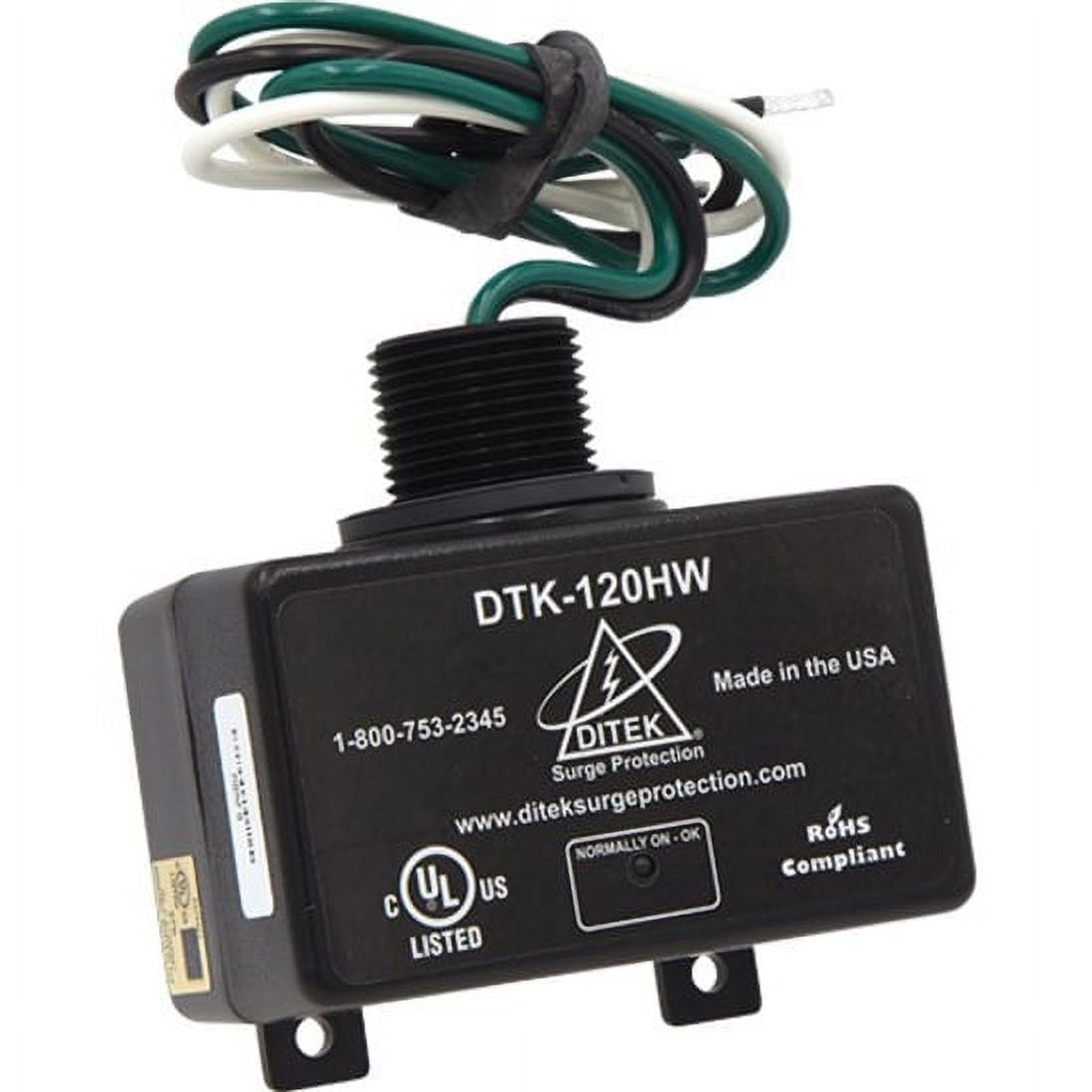 Ditek surge protection device with wiring on a white background